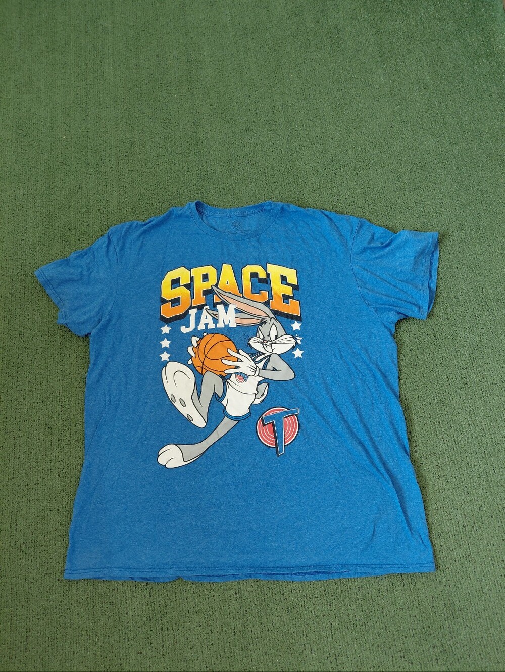 Space Jam Bugs Bunny Looney Tunes Basketball Movie Blue T Shirt Sz XXL